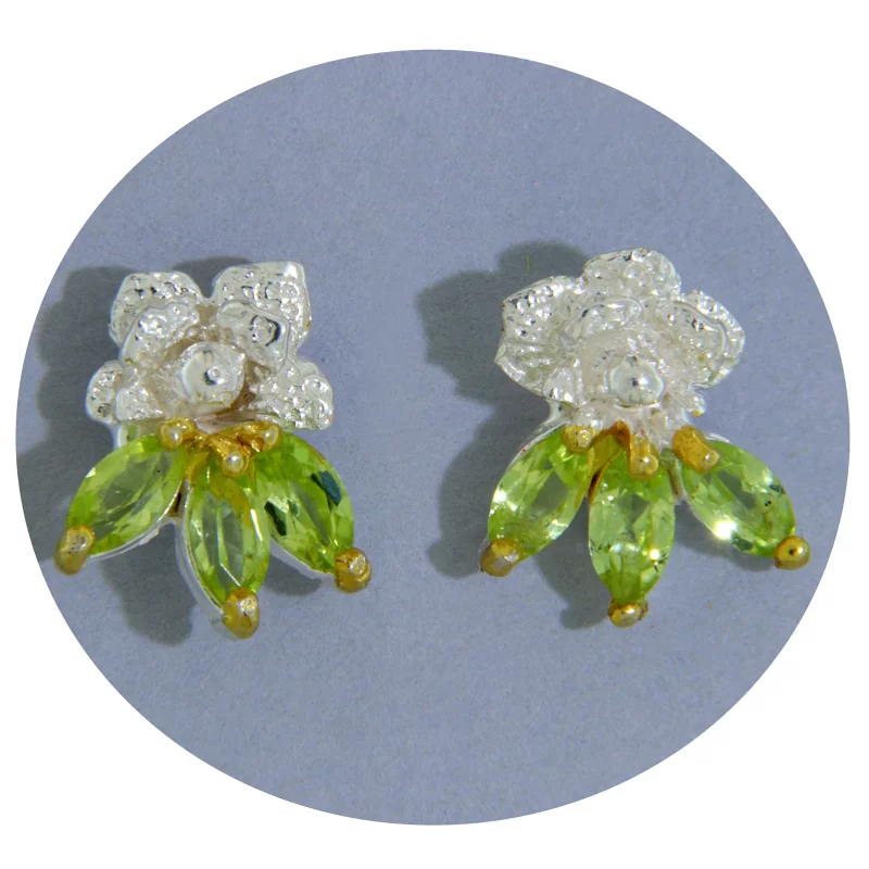 Cercei Argint 925 Accente Aurite Peridot Natural - Energie si Echilibru