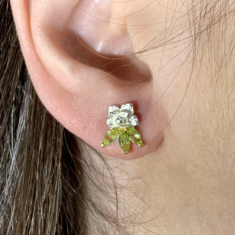 Cercei Argint 925 Accente Aurite Peridot Natural - Energie si Echilibru
