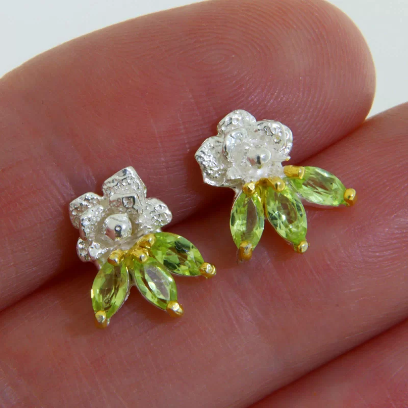 Cercei Argint 925 Accente Aurite Peridot Natural - Energie si Echilibru