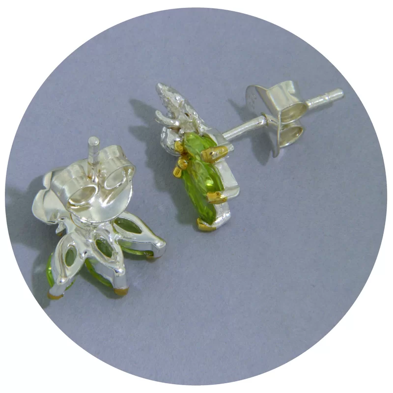 Cercei Argint 925 Accente Aurite Peridot Natural - Energie si Echilibru