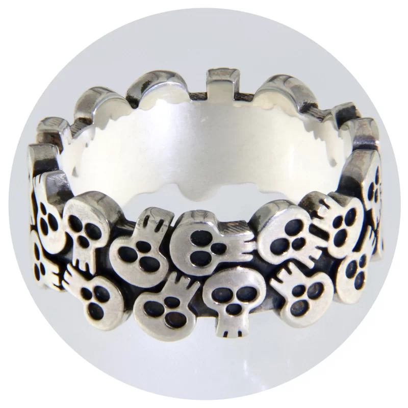 Inel Argint 925 Oxidat Dancing Skulls - Party Spirit
