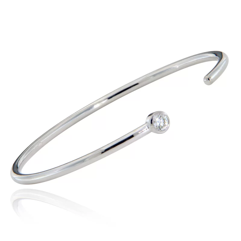Bratara Minimal Cuff  Aur Alb 14k Diamant Natural - Rafinament Atemporal