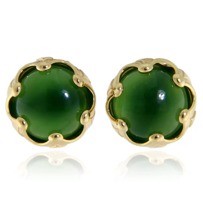 Cercei Aur 14 k Galben Jad Nefrit Natural - Armonie si Eleganta