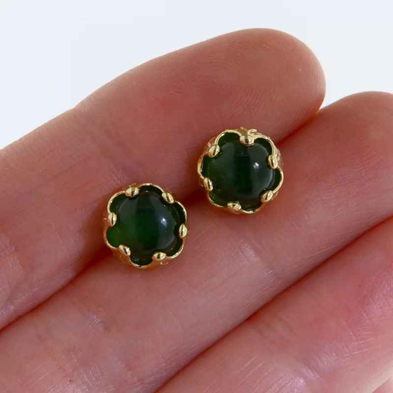 Cercei Aur 14 k Galben Jad Nefrit Natural - Armonie si Eleganta