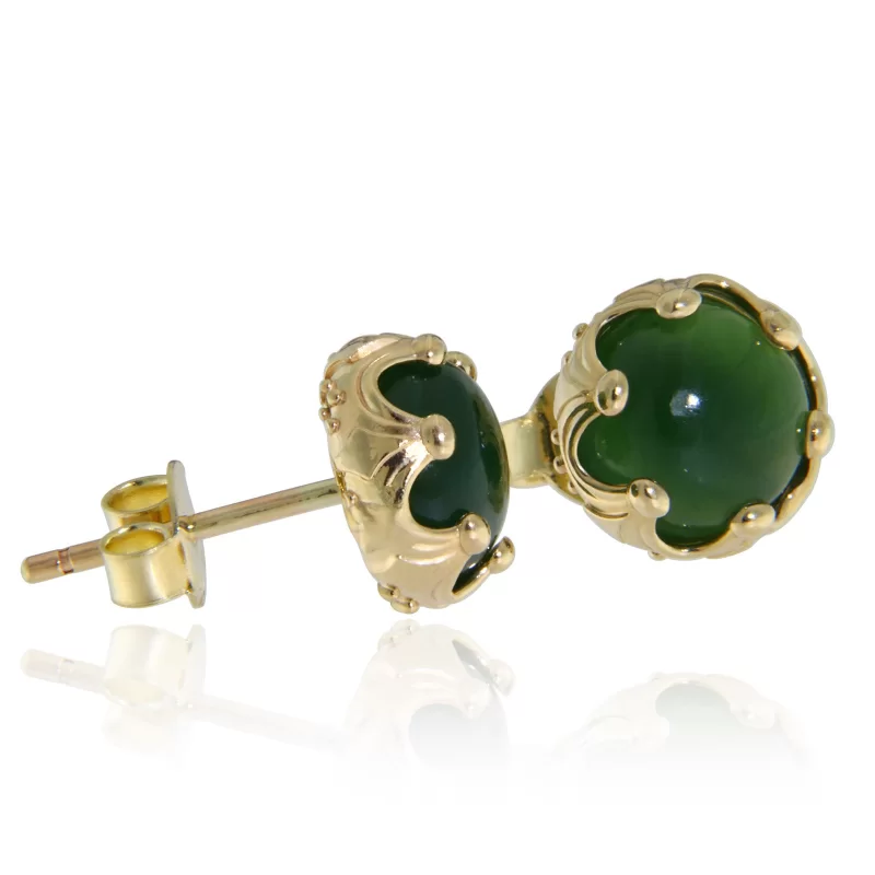Cercei Aur 14 k Galben Jad Nefrit Natural - Armonie si Eleganta