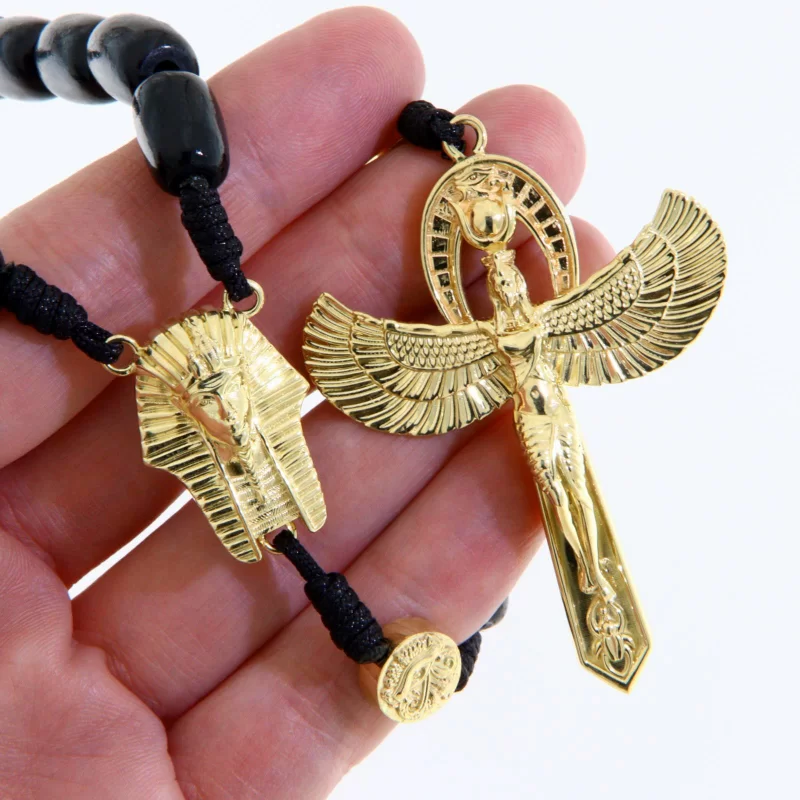 Colier Masiv Aur 14 k Margele Tutankamon Nefertiti - Minunile Egiptului