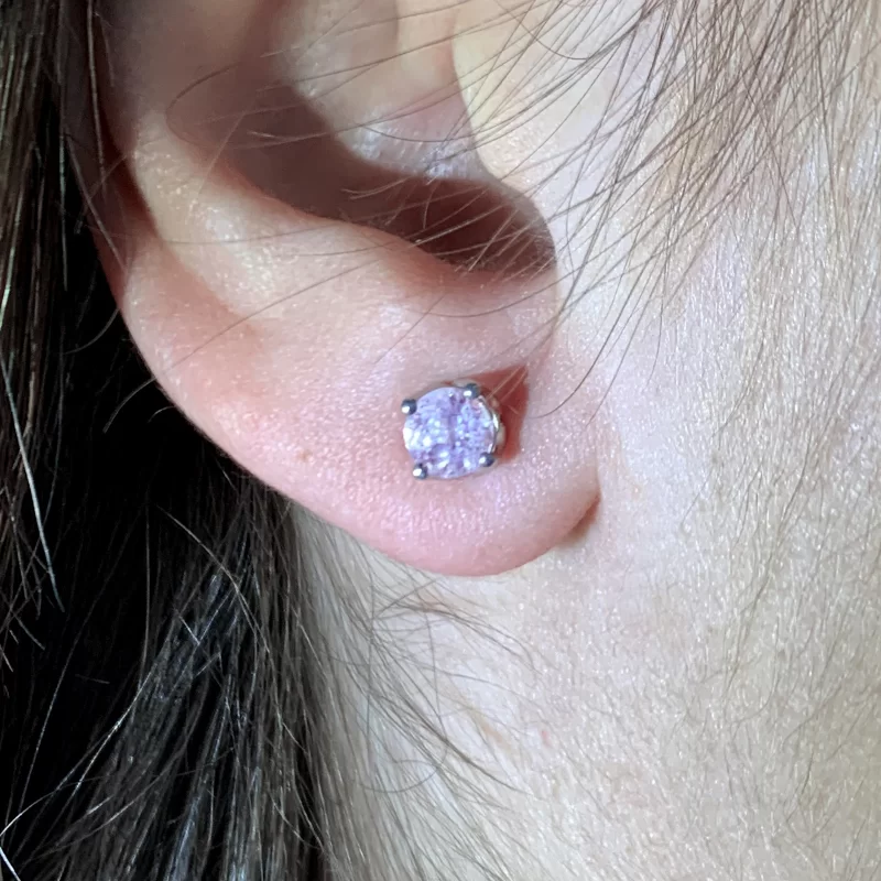 Cercei Stud Surub Aur Alb 14 k Morganite Naturale - Delicati, Stralucitori