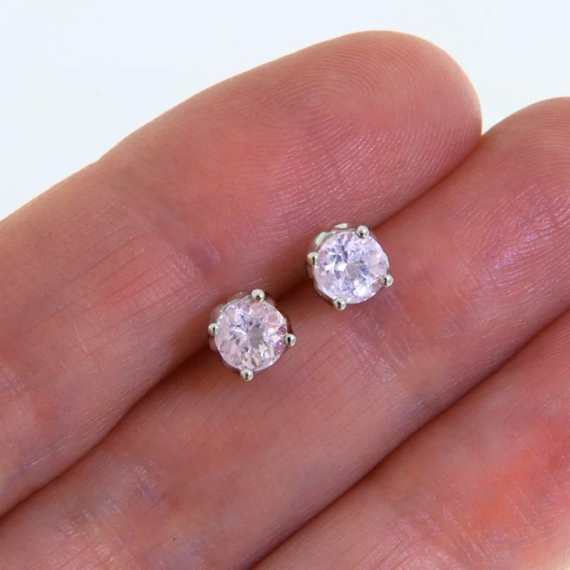 Cercei Stud Surub Aur Alb 14 k Morganite Naturale - Delicati, Stralucitori