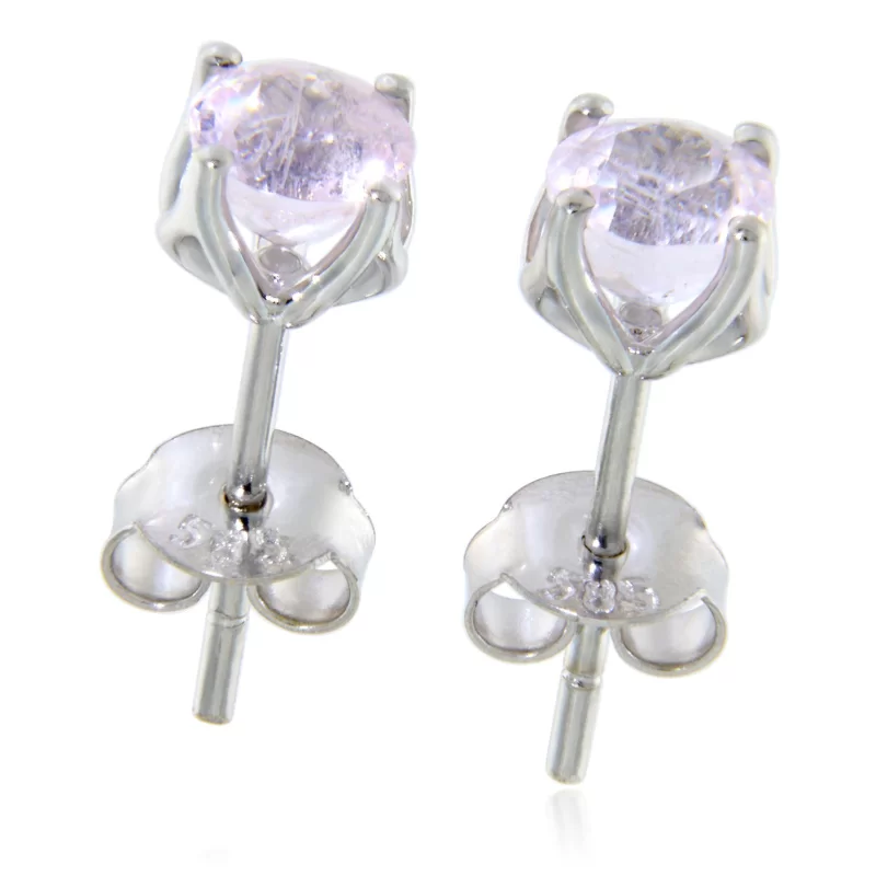 Cercei Stud Surub Aur Alb 14 k Morganite Naturale - Delicati, Stralucitori