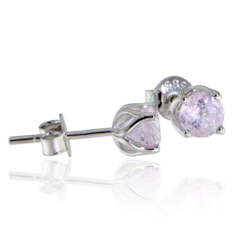 Cercei Stud Surub Aur Alb 14 k Morganite Naturale - Delicati, Stralucitori