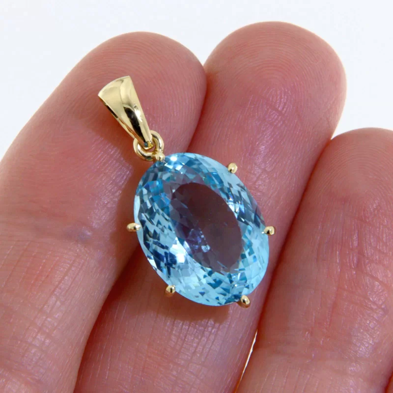 Pandantiv Aur 14 k Galben Topaz Natural - Luminos, Rafinat