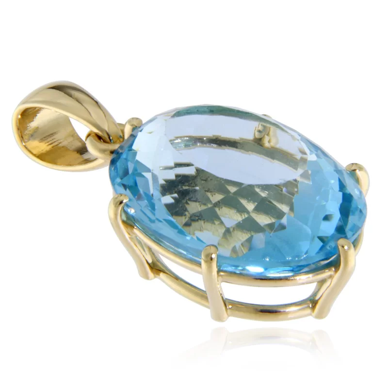 Pandantiv Aur 14 k Galben Topaz Natural - Luminos, Rafinat