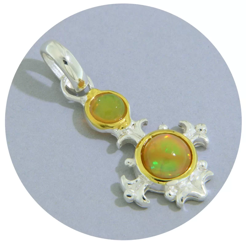 Pandantiv Argint 925 Accente Aurite Opal Etiopian Natural - Mistic, Rafinat