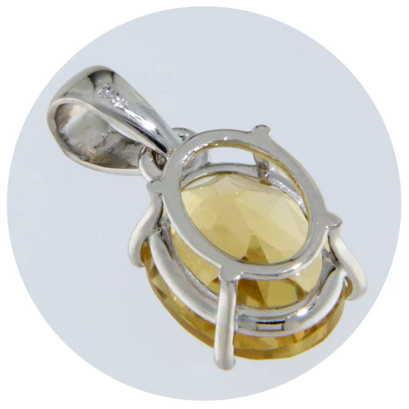 Pandantiv Aur Alb 14 k Citrin Natural - Radiant si Stralucitor
