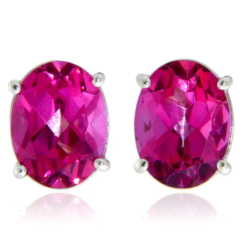 Cercei Stud Surub Argint 925 Topaz Roz Natural - Delicatete si Eleganta