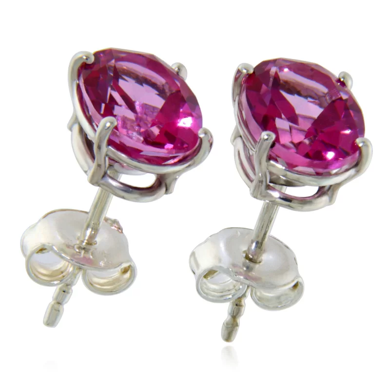 Cercei Stud Surub Argint 925 Topaz Roz Natural - Delicatete si Eleganta