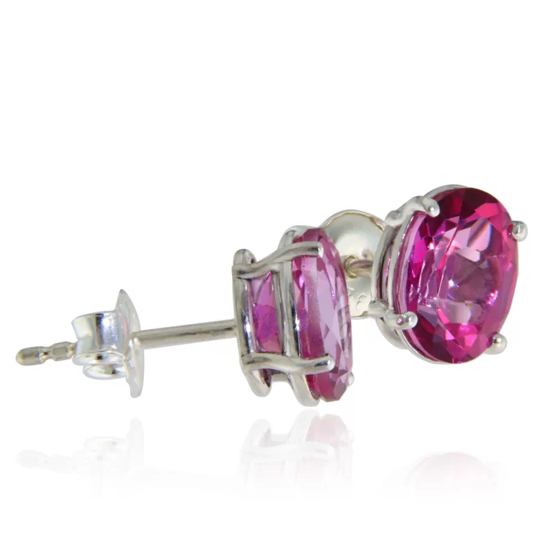 Cercei Stud Surub Argint 925 Topaz Roz Natural - Delicatete si Eleganta