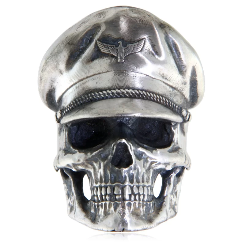 Ghiul Argint 925 Oxidat Craniu Skull Kommandant - Forta si Atitudine