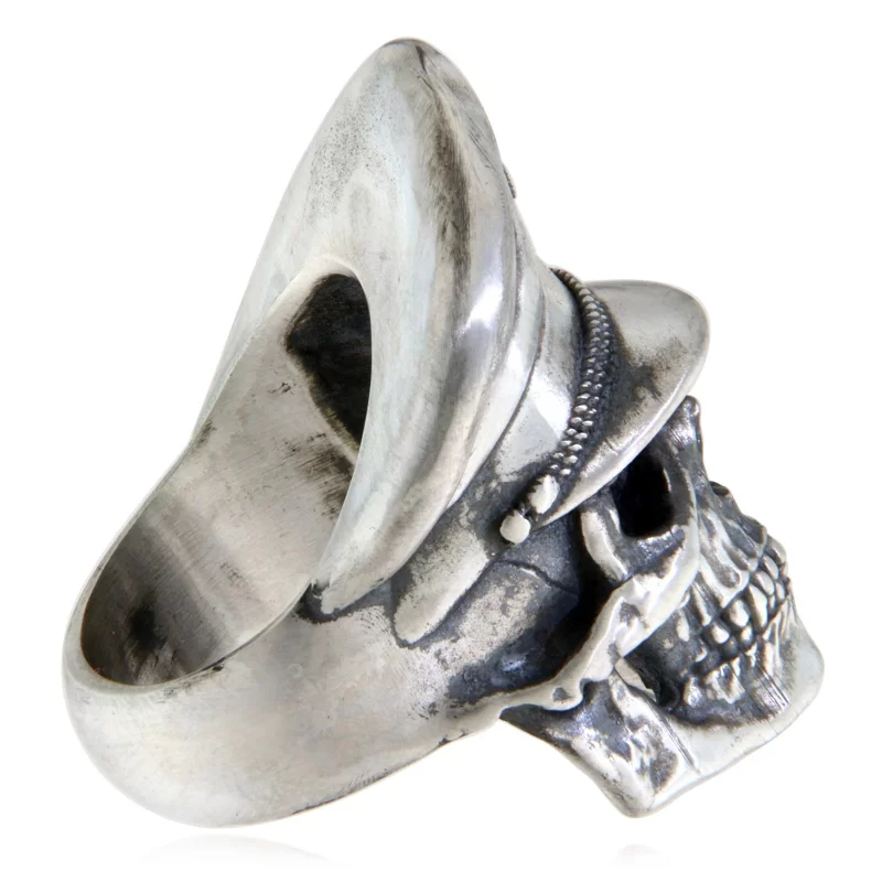 Ghiul Argint 925 Oxidat Craniu Skull Kommandant - Forta si Atitudine