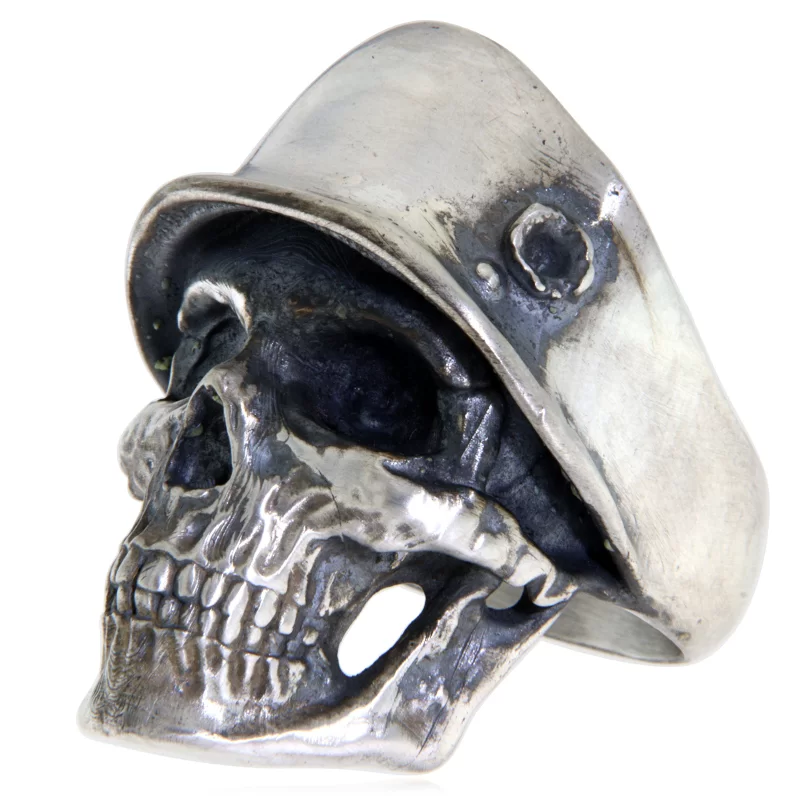 Ghiul Argint 925 Craniu Skull with Bullet in the Helmet - Forta si Curaj