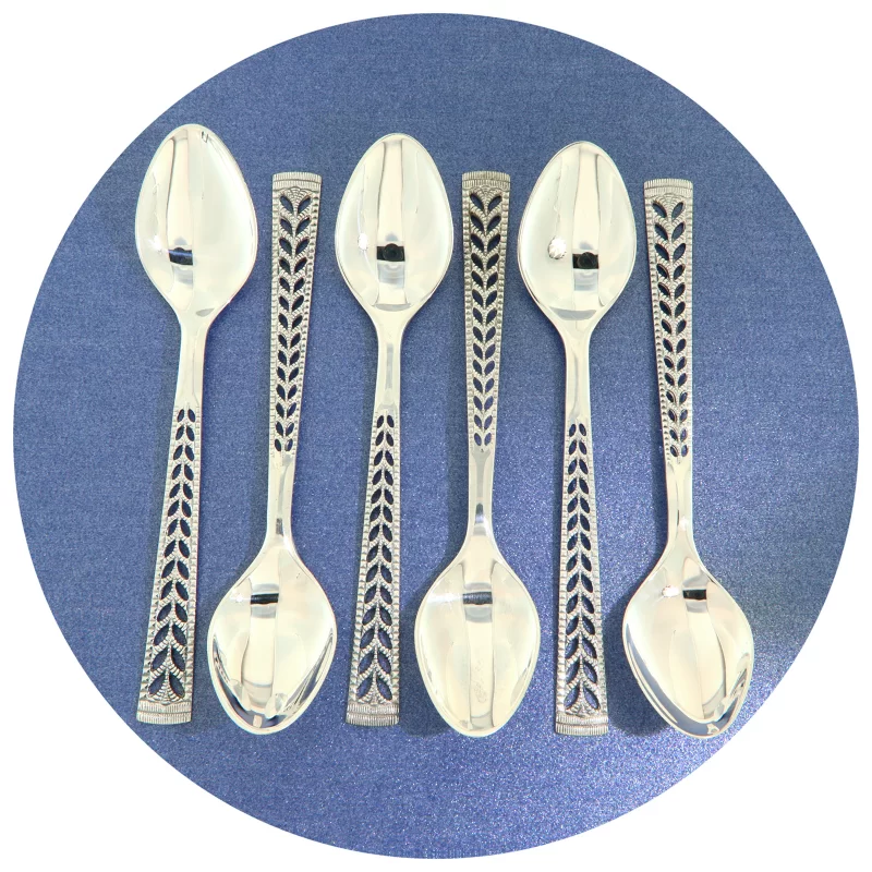 Set Lingurite Argint Masiv Frunze Stilizate - Eleganta si Maiestrie