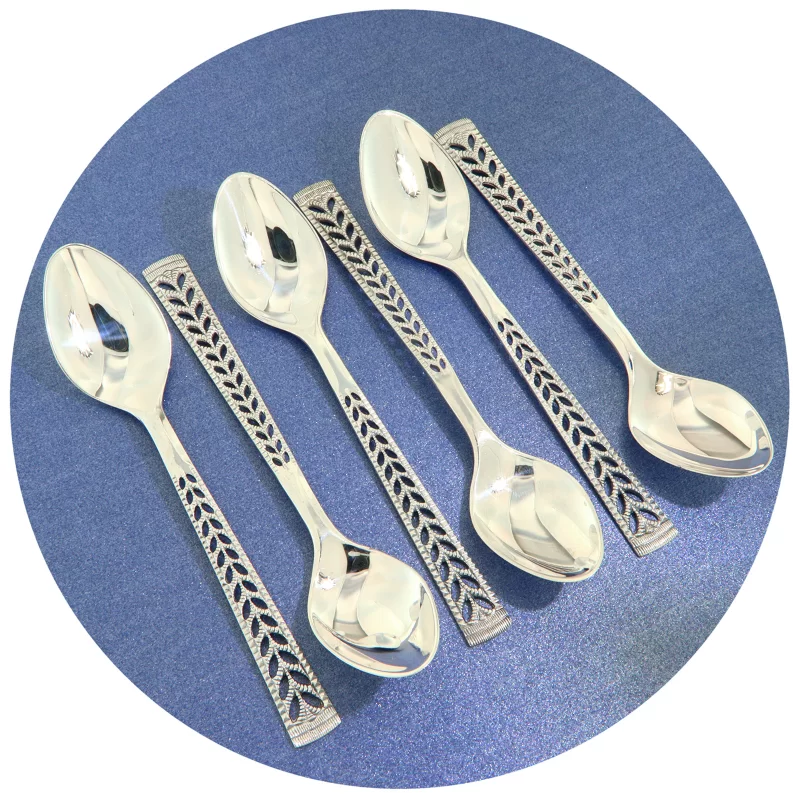 Set Lingurite Argint Masiv Frunze Stilizate - Eleganta si Maiestrie