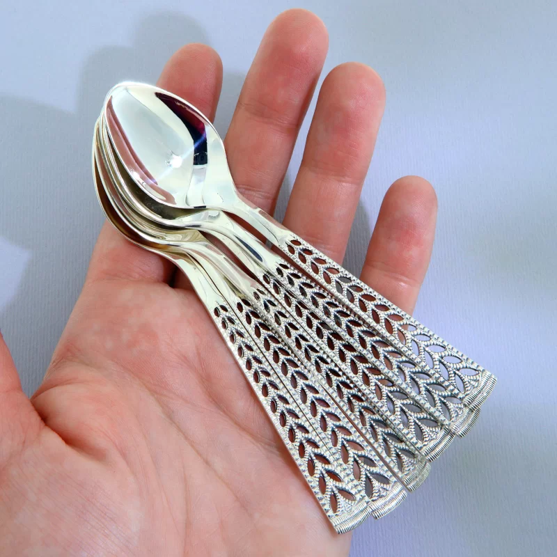 Set Lingurite Argint Masiv Frunze Stilizate - Eleganta si Maiestrie