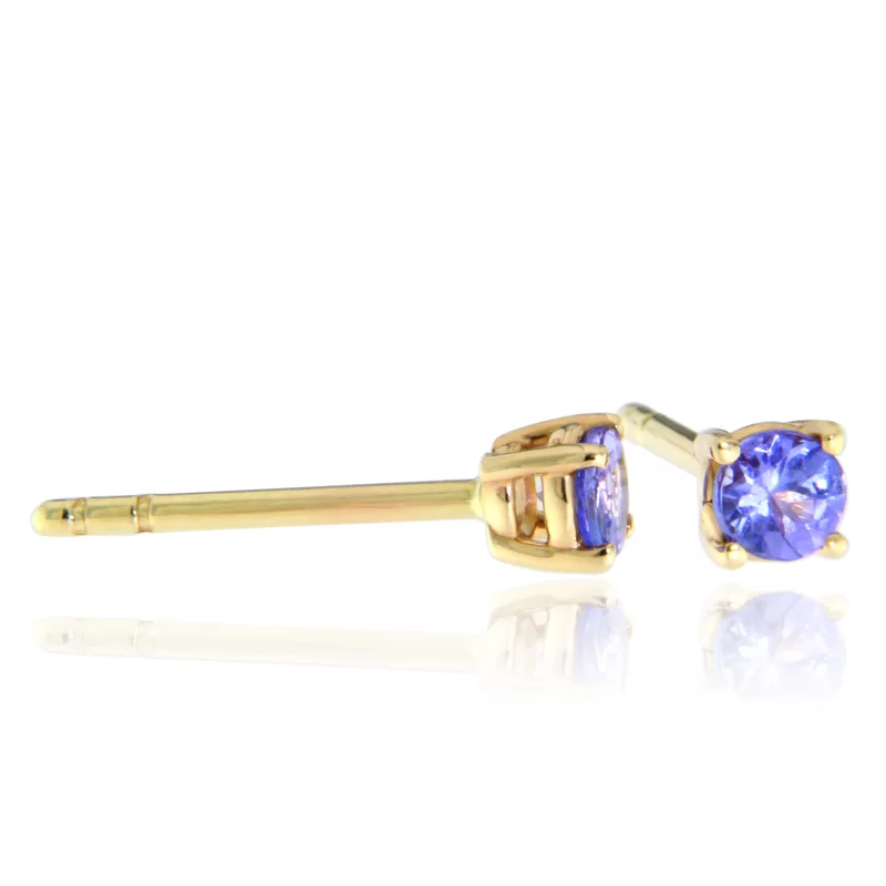 Cercei Stud Surub Aur 14k Tanzanit Natural - Tonuri Magice