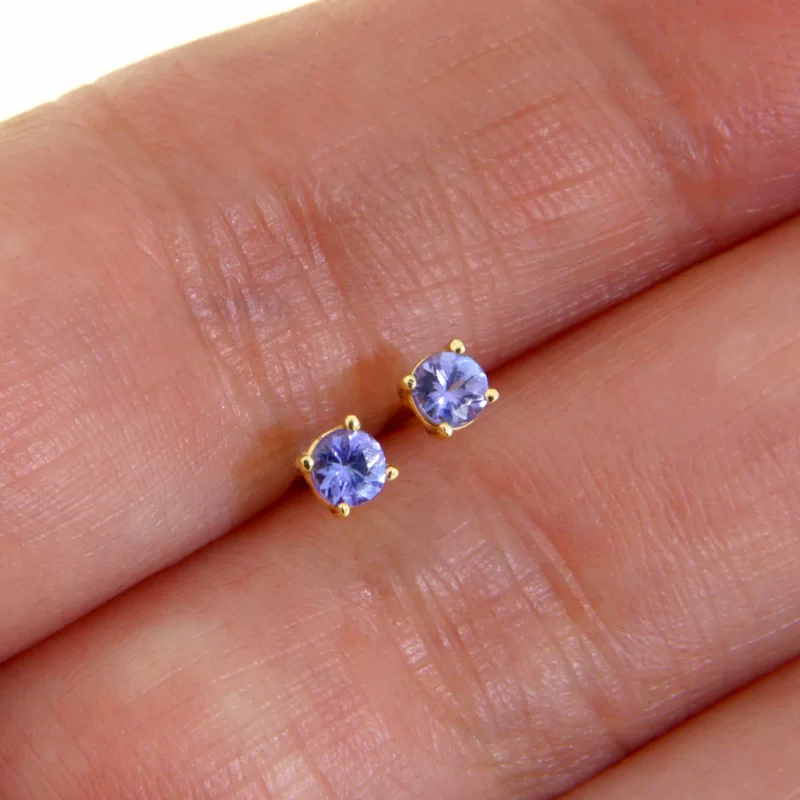 Cercei Stud Surub Aur 14k Tanzanit Natural - Tonuri Magice