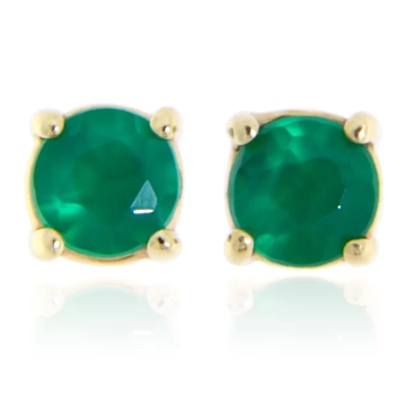 Cercei Stud Surub Aur 14k Onix Verde Natural - Rafinament Pur