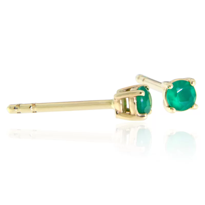 Cercei Stud Surub Aur 14k Onix Verde Natural - Rafinament Pur