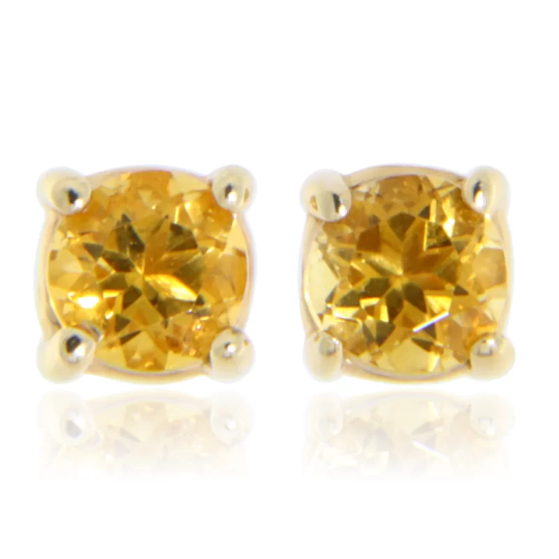 Cercei Stud Surub Aur 14k Citrin Luminozitate si Rafinament