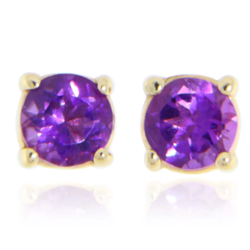 Cercei Stud Surub Aur 14k cu Ametist Natural – Calm Linistitor