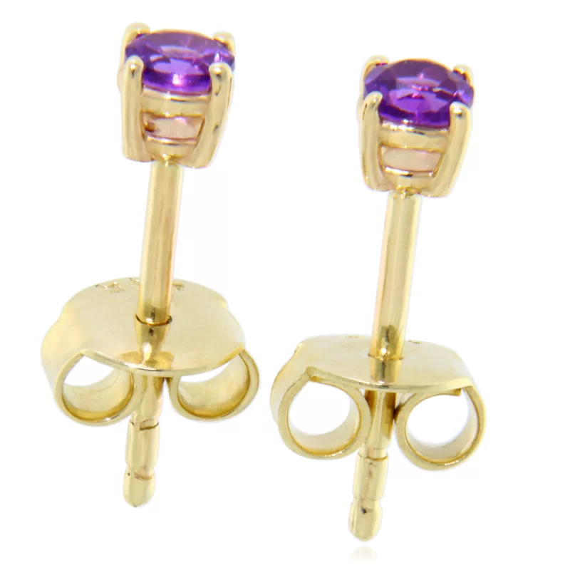 Cercei Stud Surub Aur 14k cu Ametist Natural – Calm Linistitor