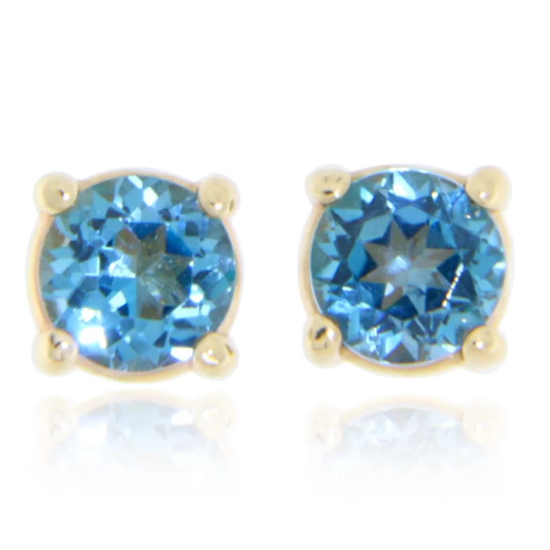 Cercei Stud Șurub Aur 14k cu Topaz London Natural - Lumina si Delicatete