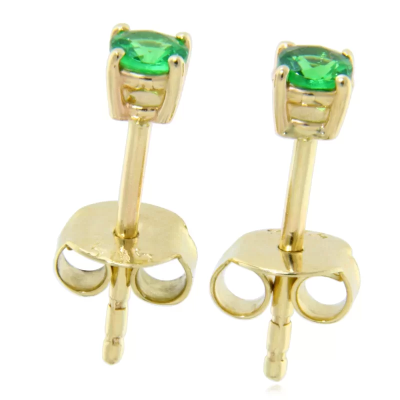Cercei Stud Surub Aur 14k Granat Tsavorit Natural - Energie Verde