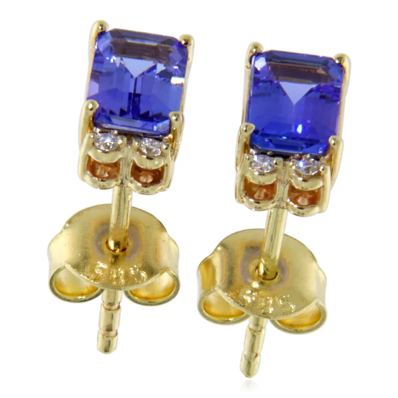 Cercei Stud Aur Galben 14 k Tanzanite Diamante Naturale - Rafinament si Stralucire