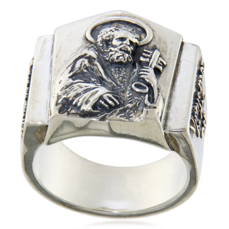 Ghiul Masiv Argint 925 Sfantul Petru cu Cheile Raiului Simbol Papal