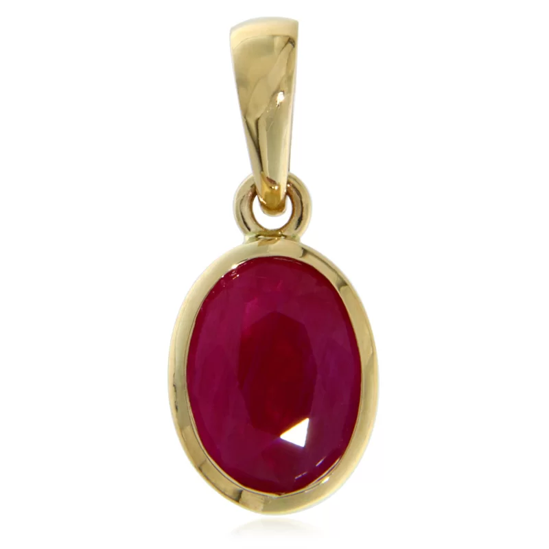 Pandantiv Aur Galben 14k Rubin Natural Oval - Noblete si Feminitate