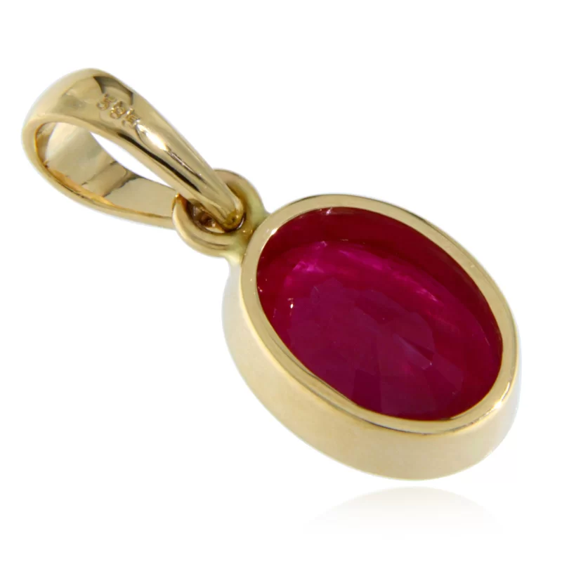 Pandantiv Aur Galben 14k Rubin Natural Oval - Noblete si Feminitate
