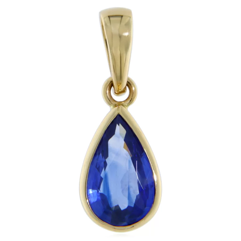 Pandantiv Aur Galben 14k Safir Albastru de Ceylon Para - Puritate si Noblete