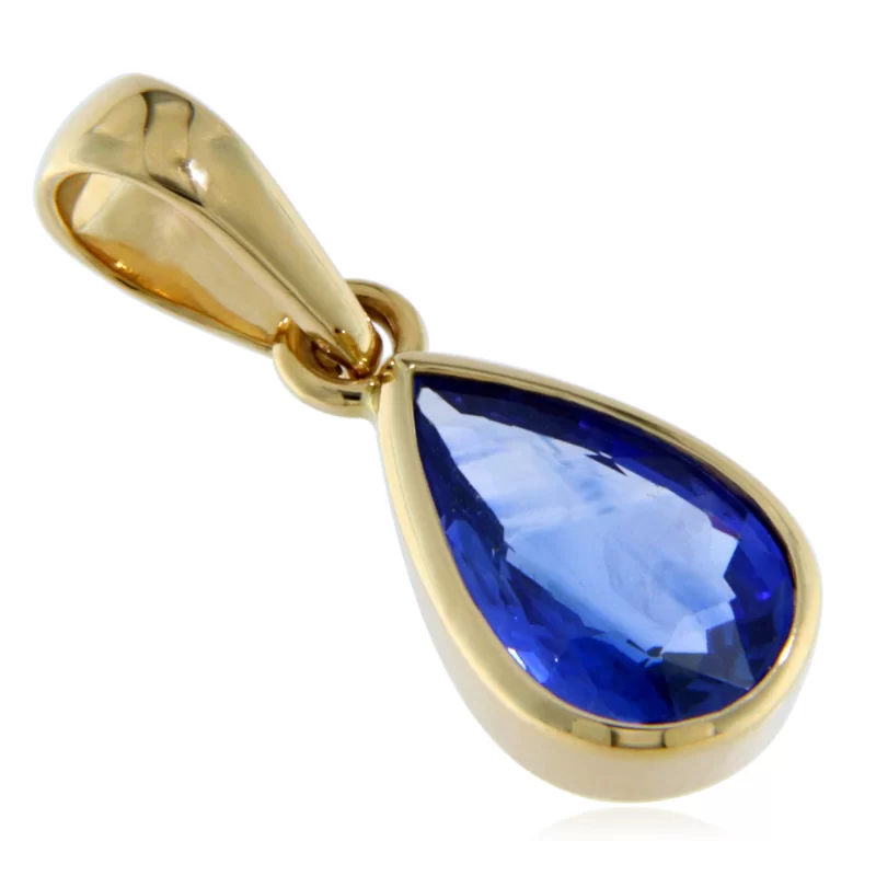 Pandantiv Aur Galben 14k Safir Albastru de Ceylon Para - Puritate si Noblete