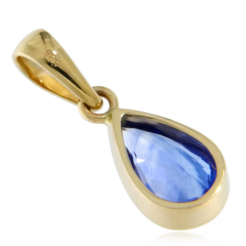 Pandantiv Aur Galben 14k Safir Albastru de Ceylon Para - Puritate si Noblete