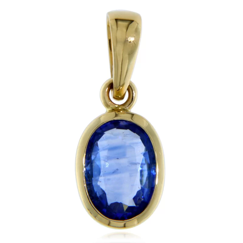 Pandantiv Aur Galben 14k Safir Albastru de Ceylon Natural Oval - Noblete Naturala