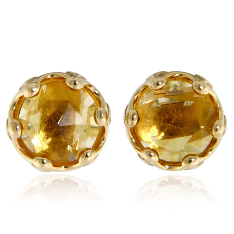 Cercei Stud Aur Galben 14k Citrine Naturale Colectia Miniature Royals - Aur Solar