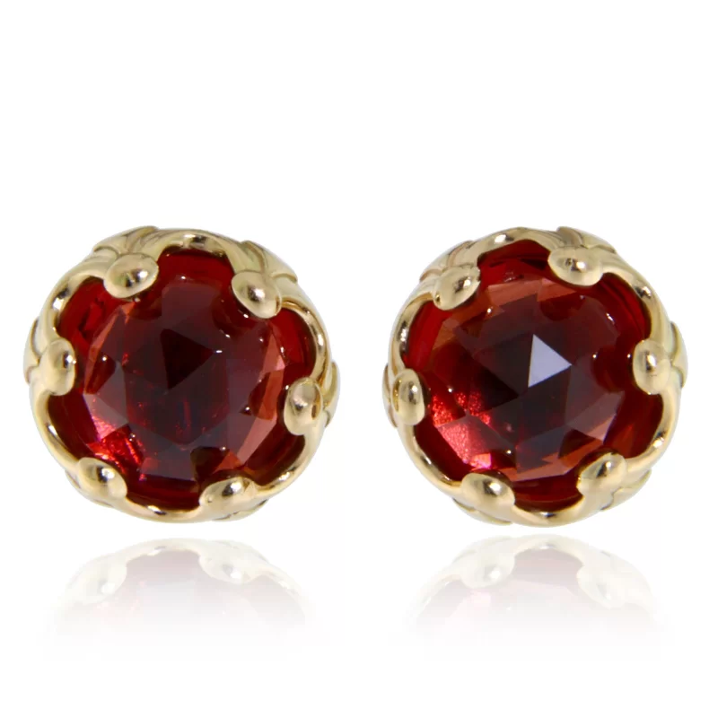 Cercei Stud Aur Galben 14k Granat Natural Colectia Miniature Royals - Stralucire Regala