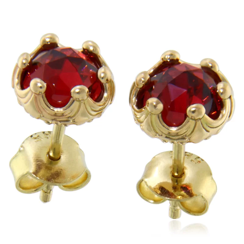 Cercei Stud Aur Galben 14k Granat Natural Colectia Miniature Royals - Stralucire Regala