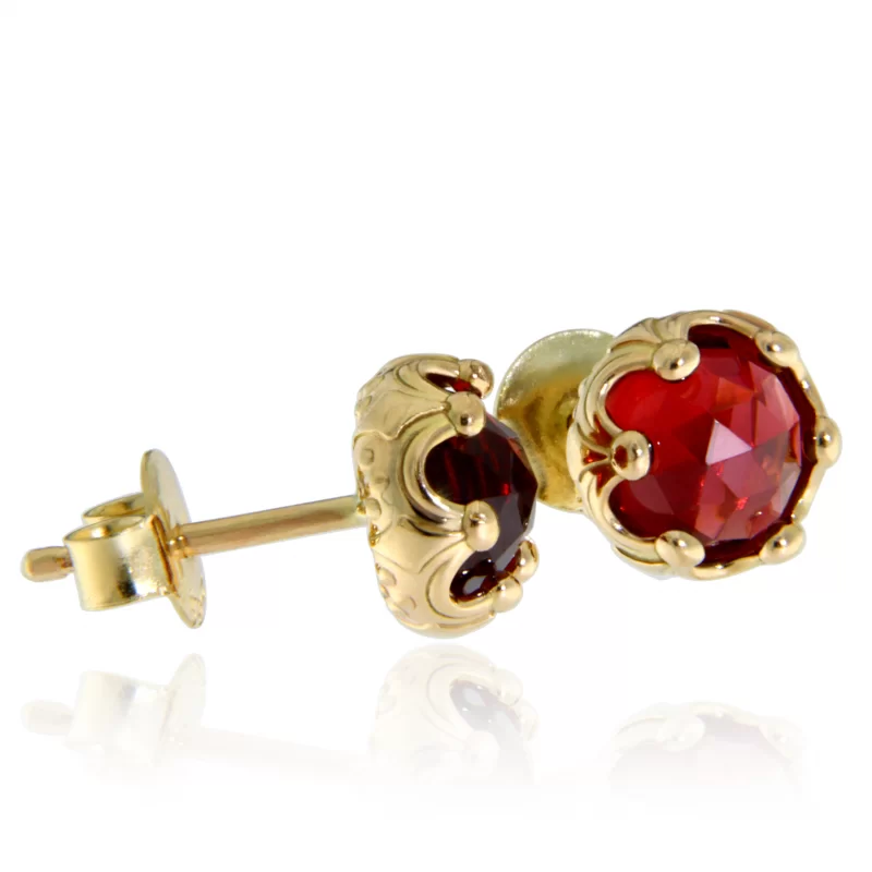 Cercei Stud Aur Galben 14k Granat Natural Colectia Miniature Royals - Stralucire Regala