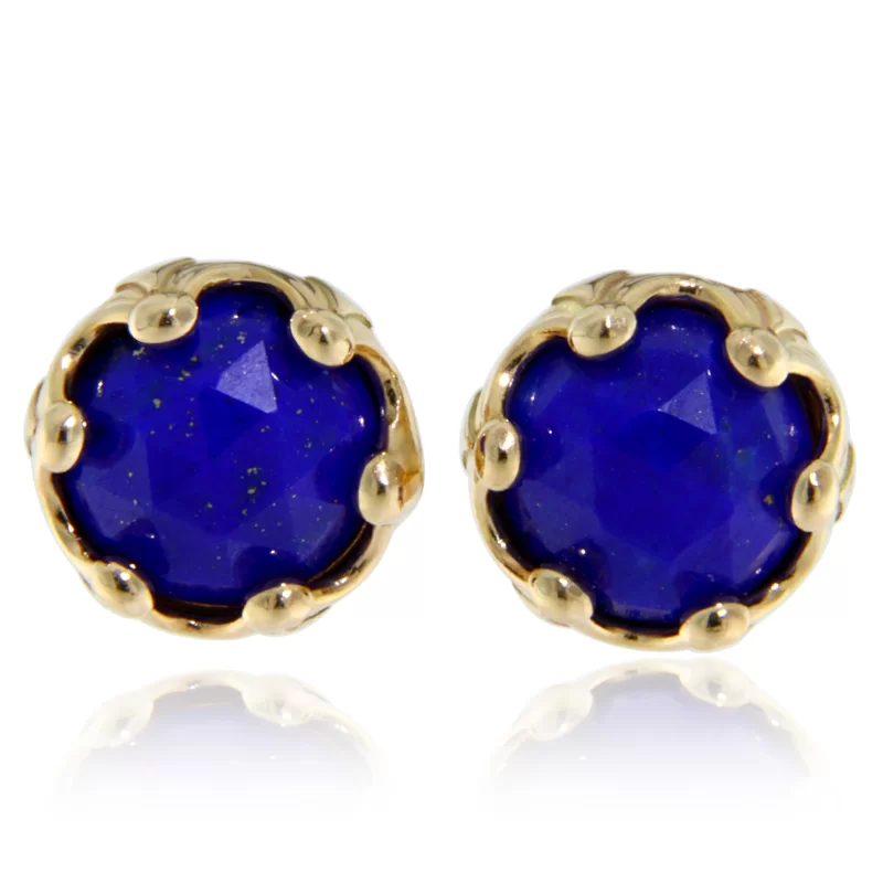 Cercei Stud Aur Galben 14k Lapis Lazuli  Natural Colectia Miniature Royals - Profunzime si Rafinament