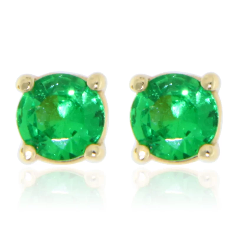 Cercei Stud Surub Aur 14k Granat Tsavorit Natural - Energie Verde